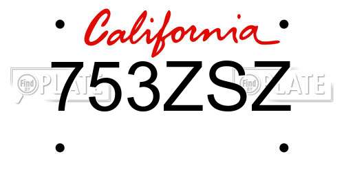 753ZSZ California License Plate