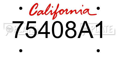 75408A1 California License Plate