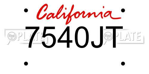 7540JT California License Plate