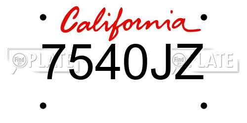 7540JZ California License Plate