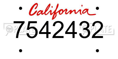 7542432 California License Plate