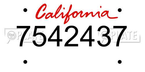 7542437 California License Plate