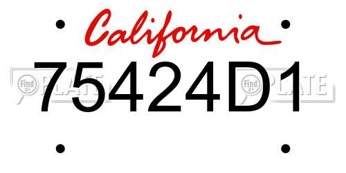 75424D1 California License Plate