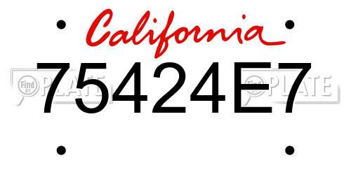 75424E7 California License Plate