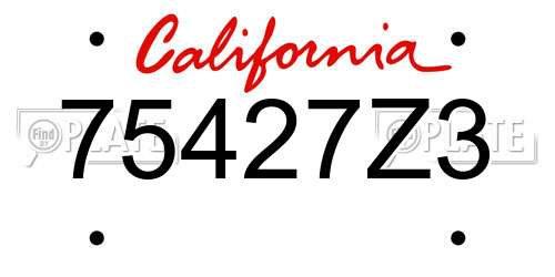 75427Z3 California License Plate