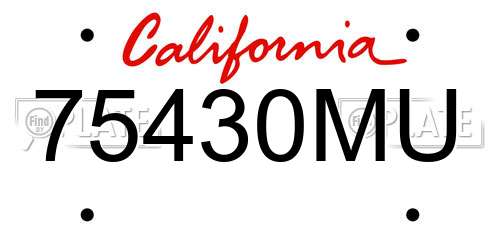 75430MU California License Plate