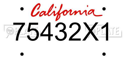75432X1 California License Plate
