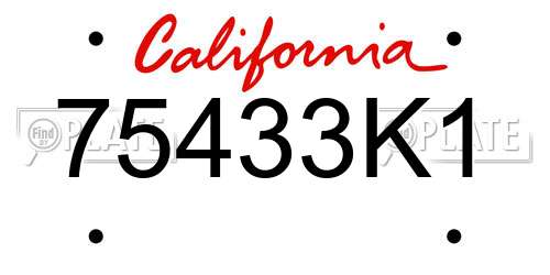 75433K1 California License Plate