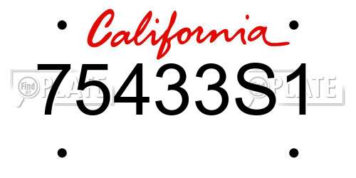 75433S1 California License Plate