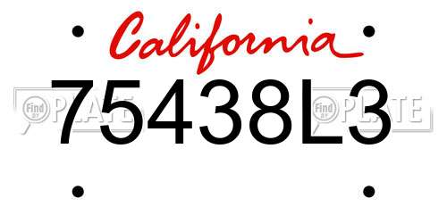 75438L3 California License Plate