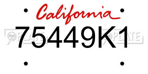 75449K1 California License Plate