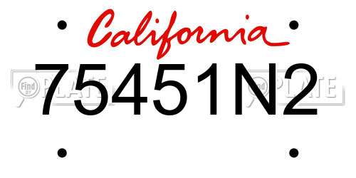75451N2 California License Plate