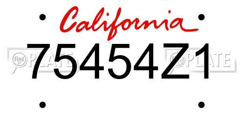 75454Z1 California License Plate
