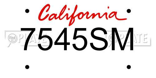 7545SM California License Plate