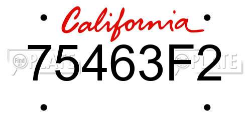 75463F2 California License Plate