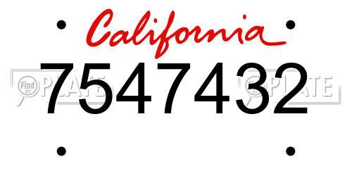 7547432 California License Plate