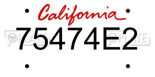 75474E2 California License Plate