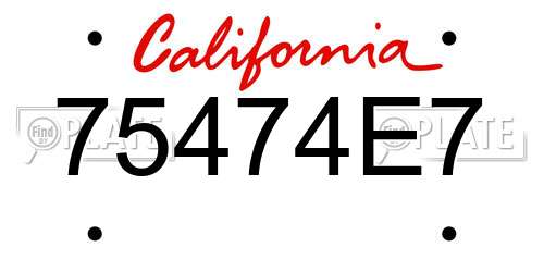 75474E7 California License Plate