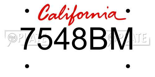 7548BM California License Plate