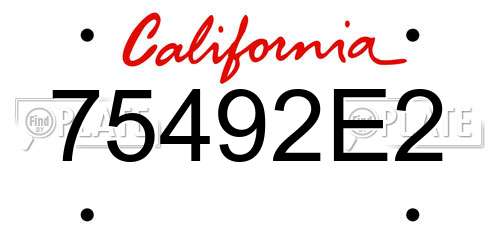75492E2 California License Plate