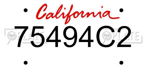 75494C2 California License Plate