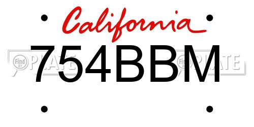 754BBM California License Plate