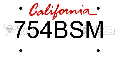 754BSM California License Plate