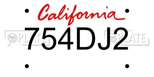 754DJ2 California License Plate