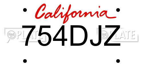 754DJZ California License Plate