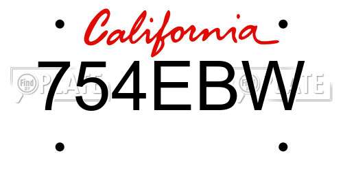 754EBW California License Plate