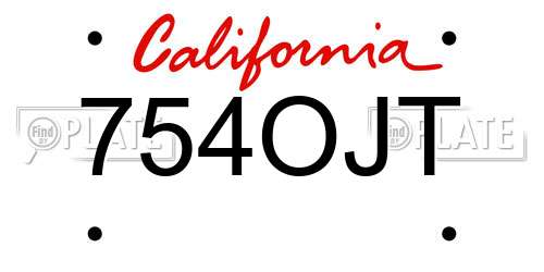 754OJT California License Plate