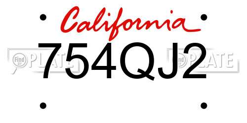 754QJ2 California License Plate