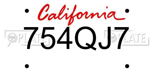 754QJ7 California License Plate