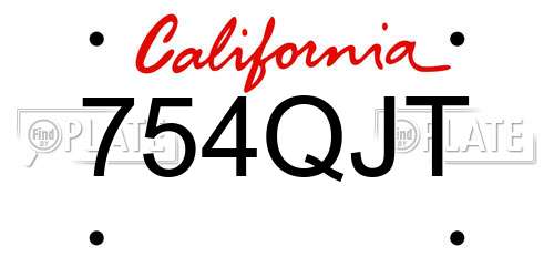 754QJT California License Plate
