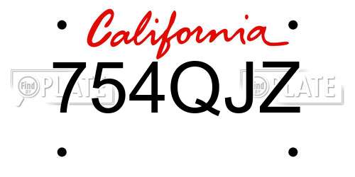 754QJZ California License Plate