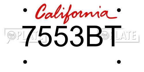 7553BT California License Plate