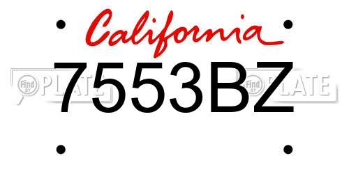7553BZ California License Plate