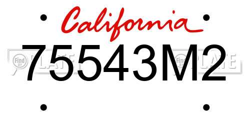 75543M2 California License Plate