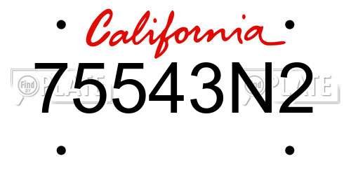 75543N2 California License Plate