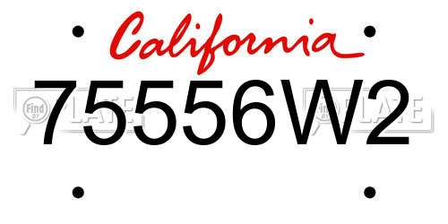 75556W2 California License Plate