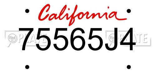 75565J4 California License Plate