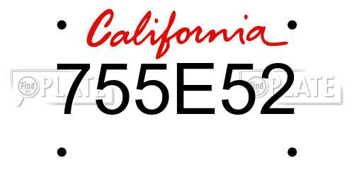 755E52 California License Plate