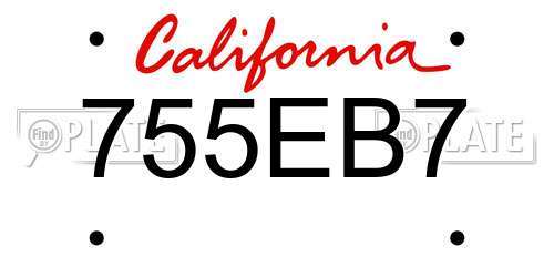 755EB7 California License Plate