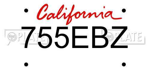755EBZ California License Plate