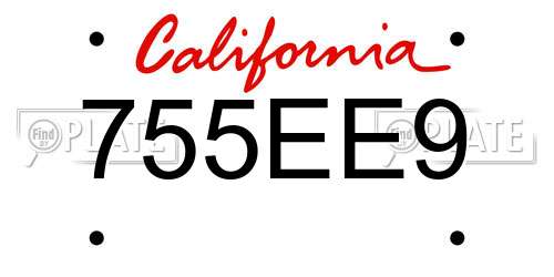 755EE9 California License Plate