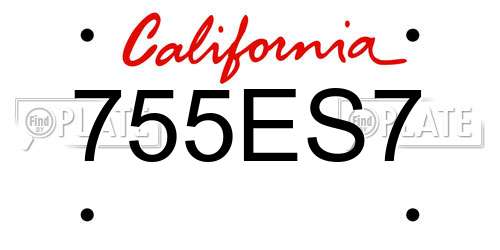 755ES7 California License Plate