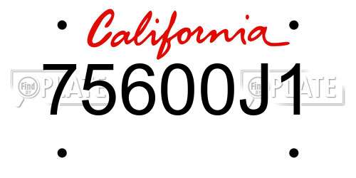 75600J1 California License Plate