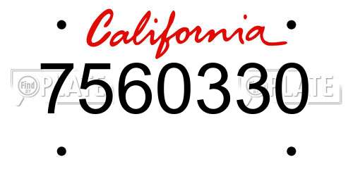 7560330 California License Plate