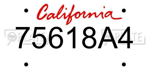 75618A4 California License Plate