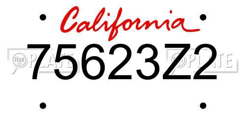 75623Z2 California License Plate